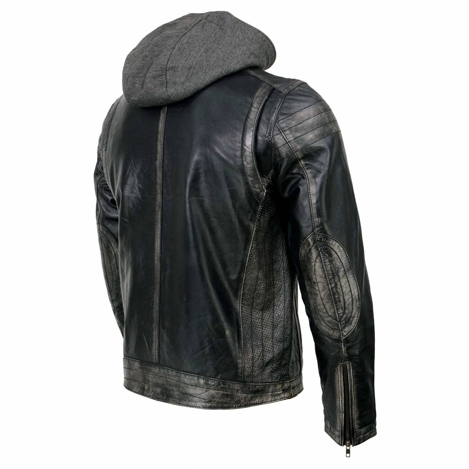 Milwaukee Leather SFM1846 Men's Black Fashion Casual Leather Jacket with Removable Hoodie