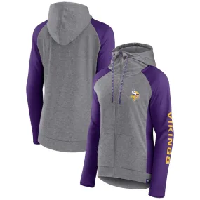 Minnesota Vikings Fanatics Women's Gray/Purple Lightweight Full-Zip Hoodie