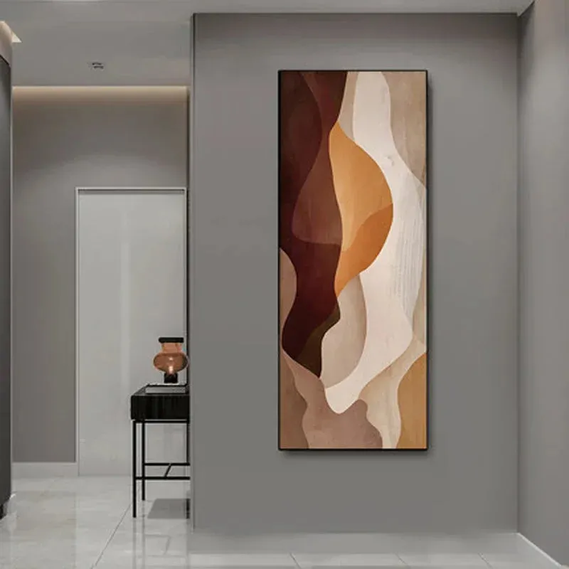 Modern Abstract Shades Of Brown Beige Vertical Format Wall Art Fine Art Canvas Prints Pictures For Foyer Living Room Hallway Nordic Home Decor