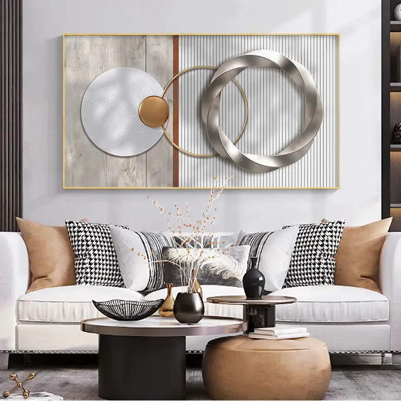 Modern Aesthetics Abstract Sun & Moon Wall Art Fine Art Canvas Prints Pictures For Luxury Loft Living Room Dining Room Lifestyle Art Decor