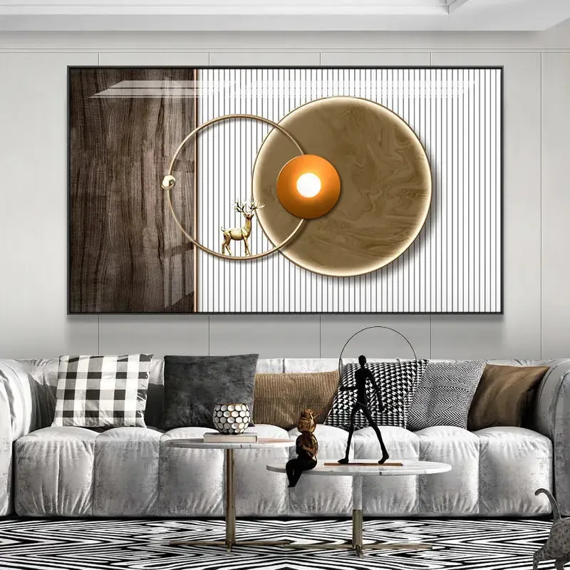 Modern Aesthetics Abstract Sun & Moon Wall Art Fine Art Canvas Prints Pictures For Luxury Loft Living Room Dining Room Lifestyle Art Decor