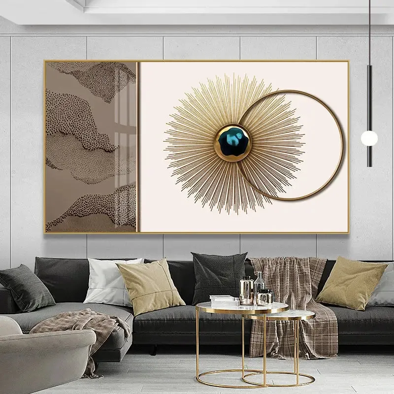 Modern Aesthetics Abstract Sun & Moon Wall Art Fine Art Canvas Prints Pictures For Luxury Loft Living Room Dining Room Lifestyle Art Decor