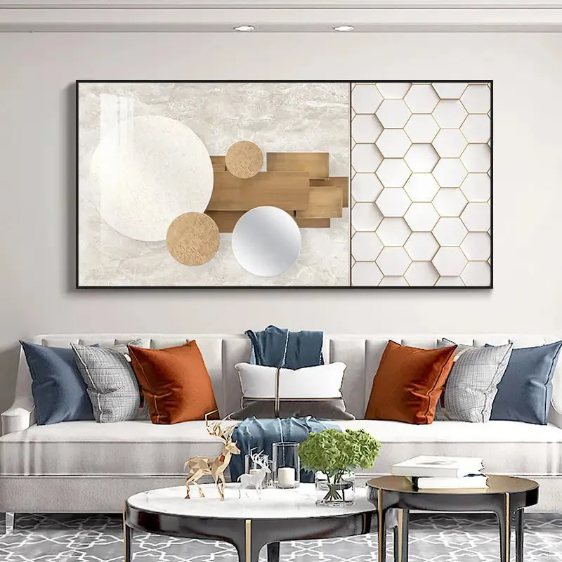 Modern Aesthetics Abstract Sun & Moon Wall Art Fine Art Canvas Prints Pictures For Luxury Loft Living Room Dining Room Lifestyle Art Decor