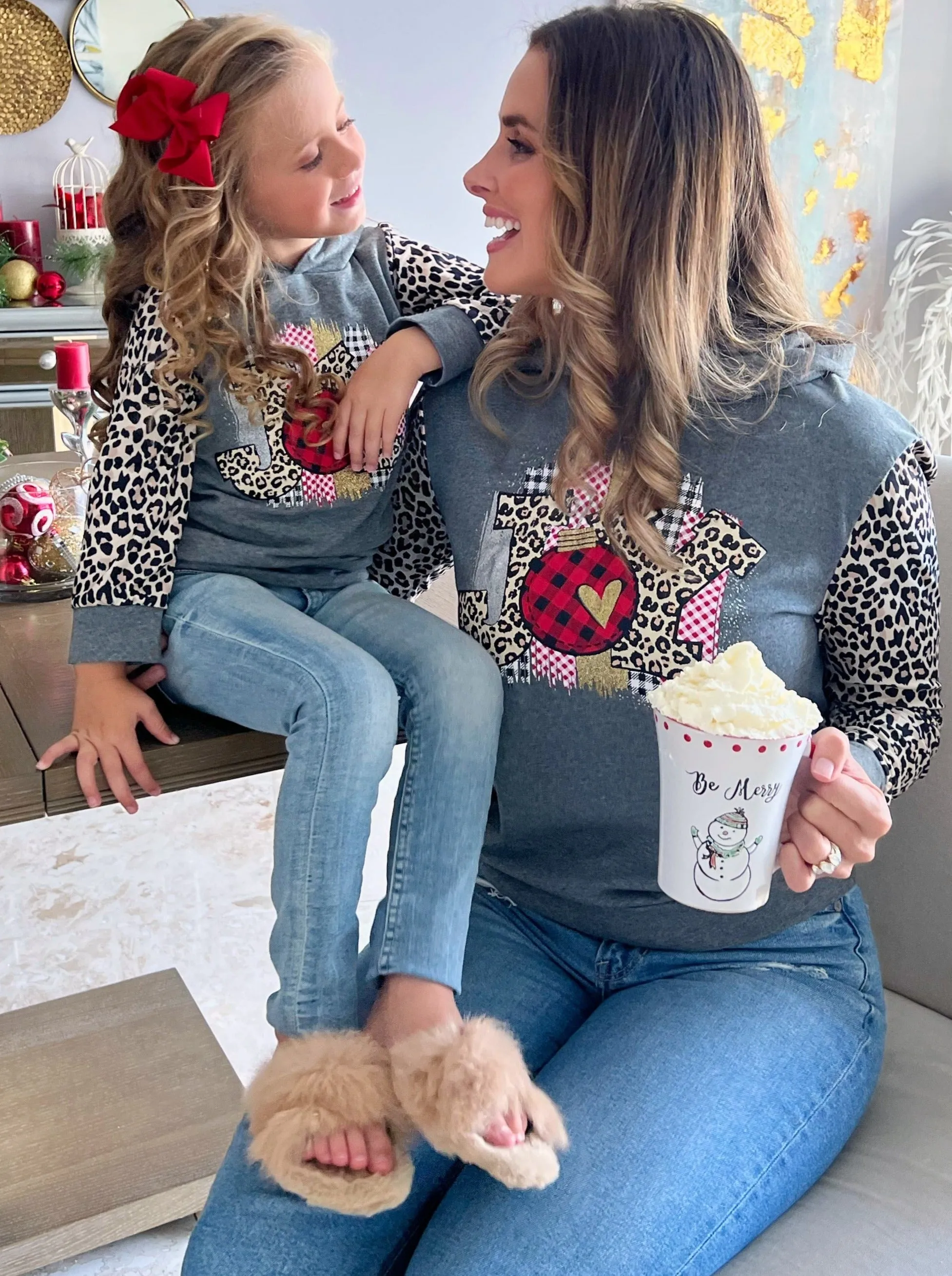 Mommy and Me Joy Leopard Raglan Hoodie