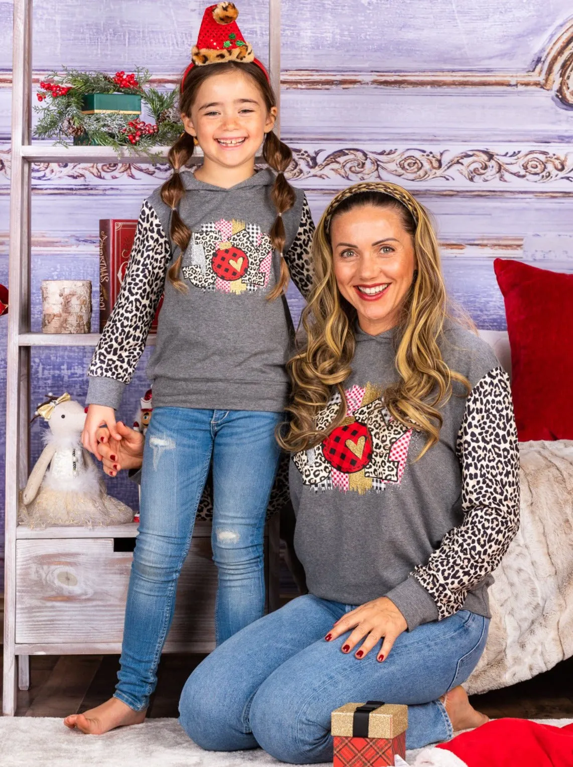 Mommy and Me Joy Leopard Raglan Hoodie