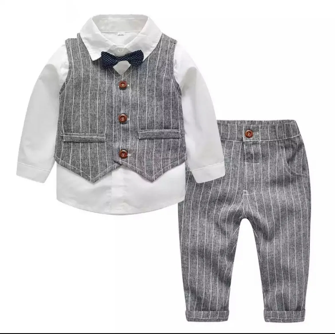 Monaco - Baby Boy Linen Look Suit Set, Blue