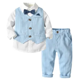 Monaco - Baby Boy Linen Look Suit Set, Blue