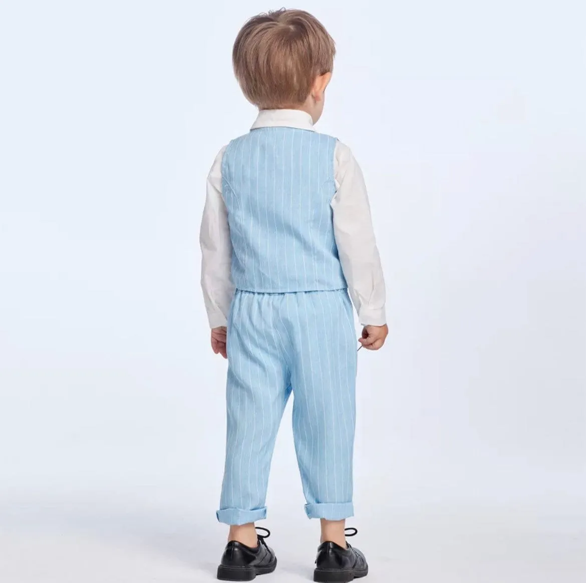 Monaco - Baby Boy Linen Look Suit Set, Blue