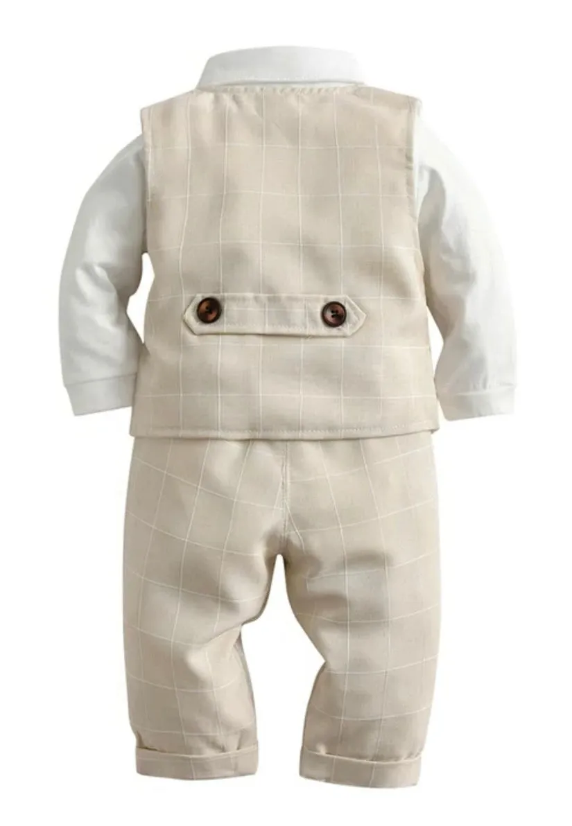 Monaco - Baby Boy Linen Look Suit Set, Blue