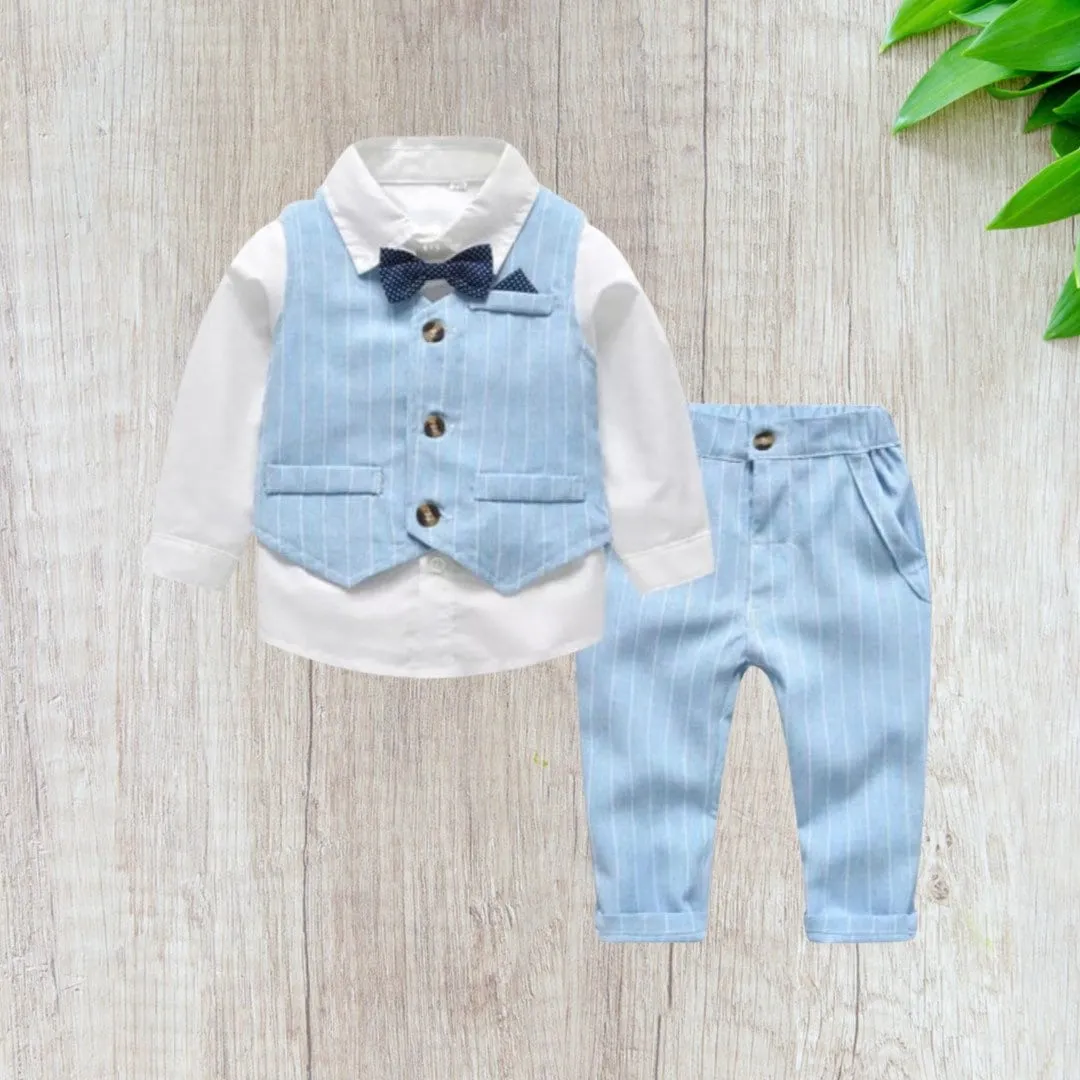 Monaco - Baby Boy Linen Look Suit Set, Blue