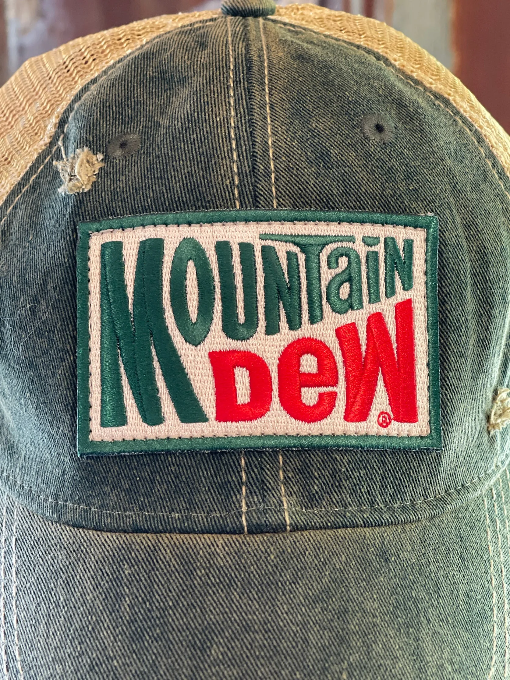 Mountain Dew Old School Hat- Distressed Dark Green Snapback