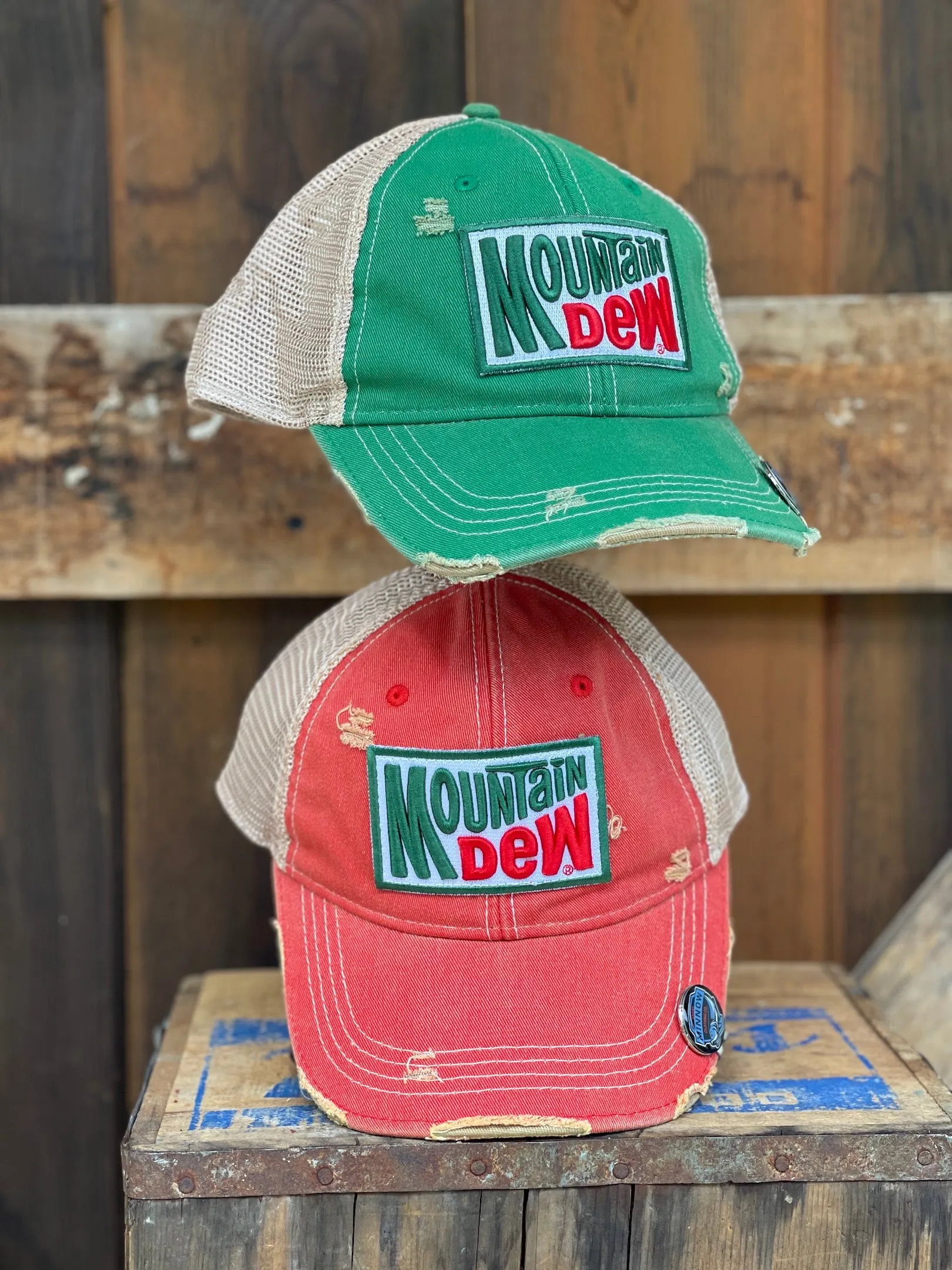 Mountain Dew Old School Hat - Distressed Kelly Green Snapback