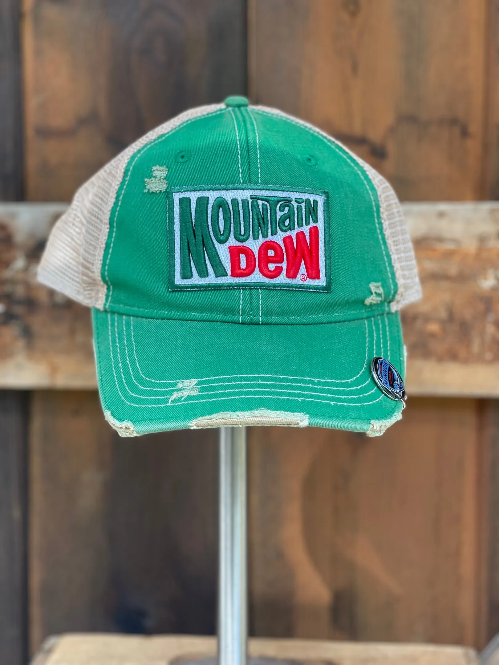 Mountain Dew Old School Hat - Distressed Kelly Green Snapback