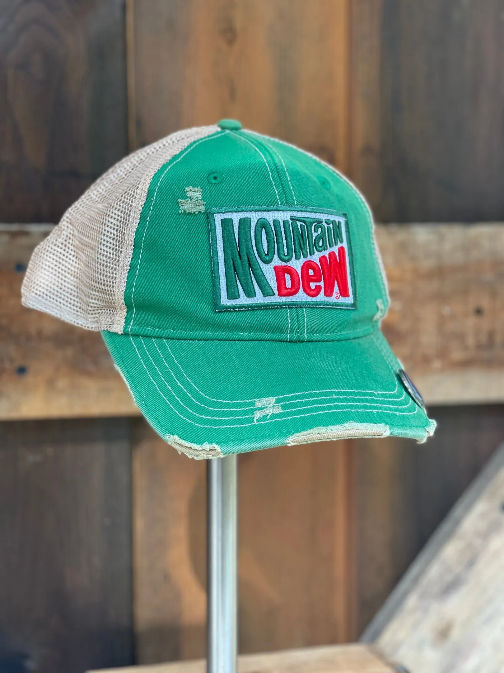 Mountain Dew Old School Hat - Distressed Kelly Green Snapback