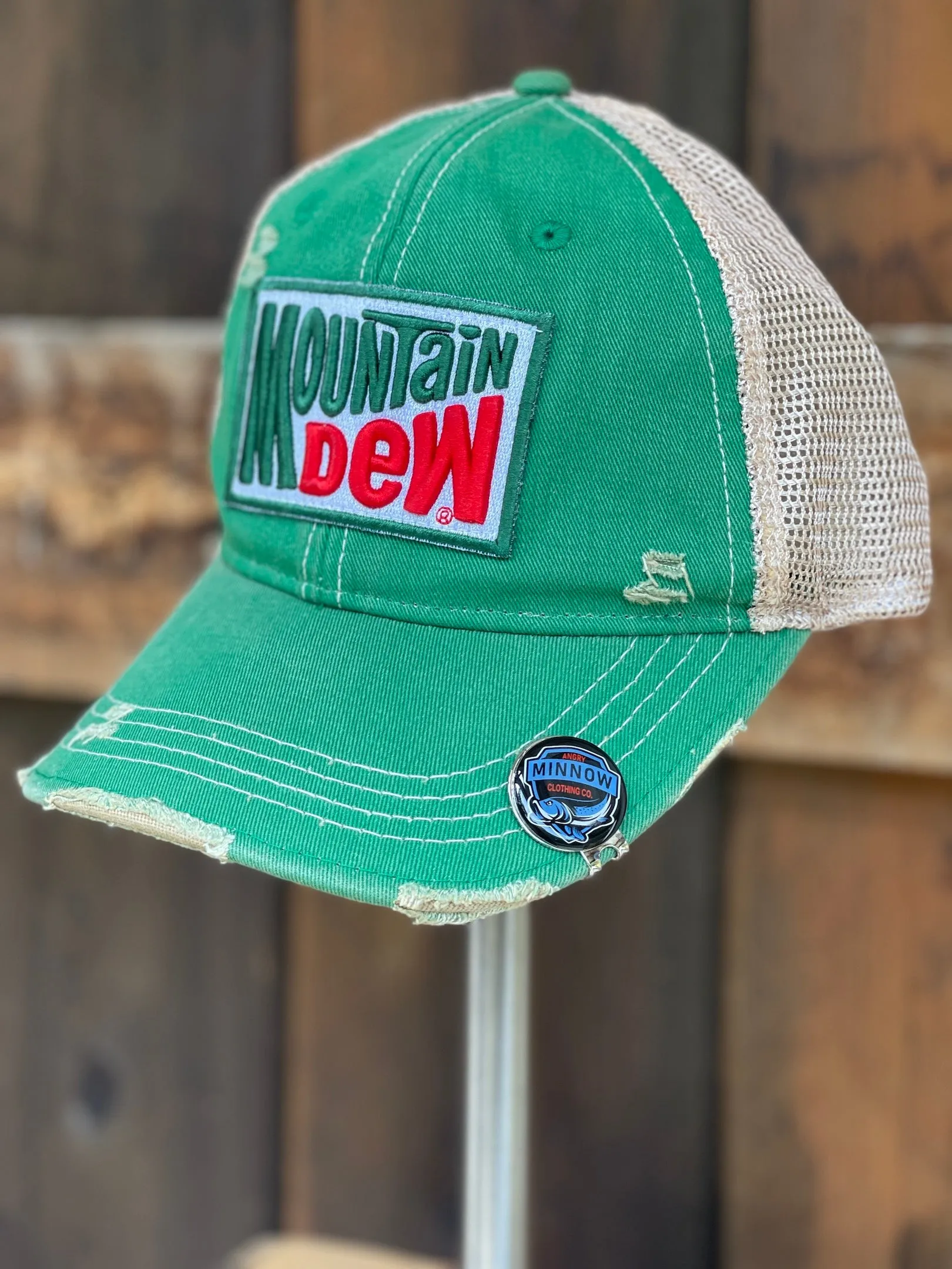 Mountain Dew Old School Hat - Distressed Kelly Green Snapback