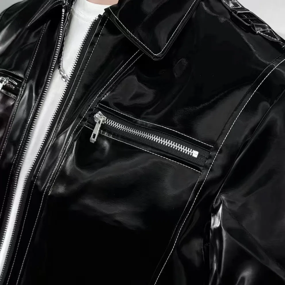 Multi-Zipper Buckle Leather Jacket