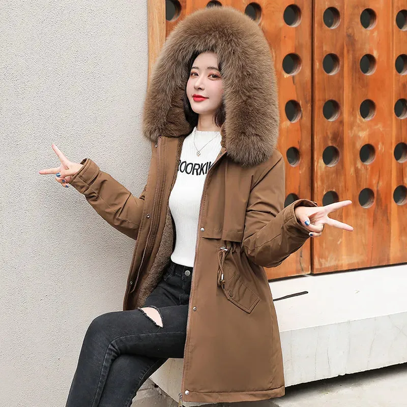 New Winter Jacket Slim with Fur Collar Warm Snows Clothes women's jacket cho