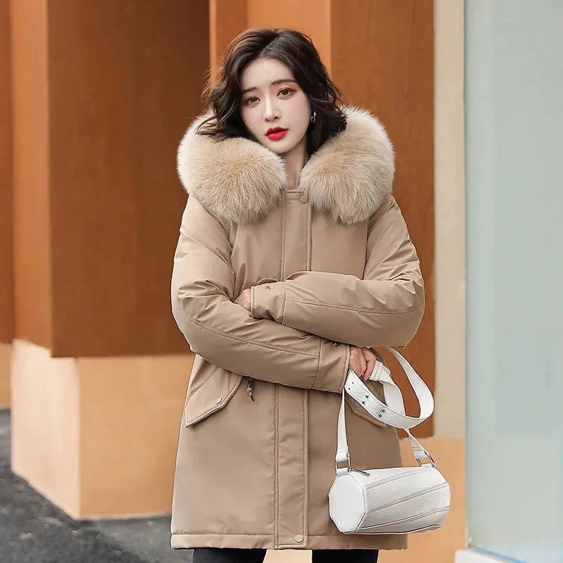 New Winter Jacket Slim with Fur Collar Warm Snows Clothes women's jacket cho