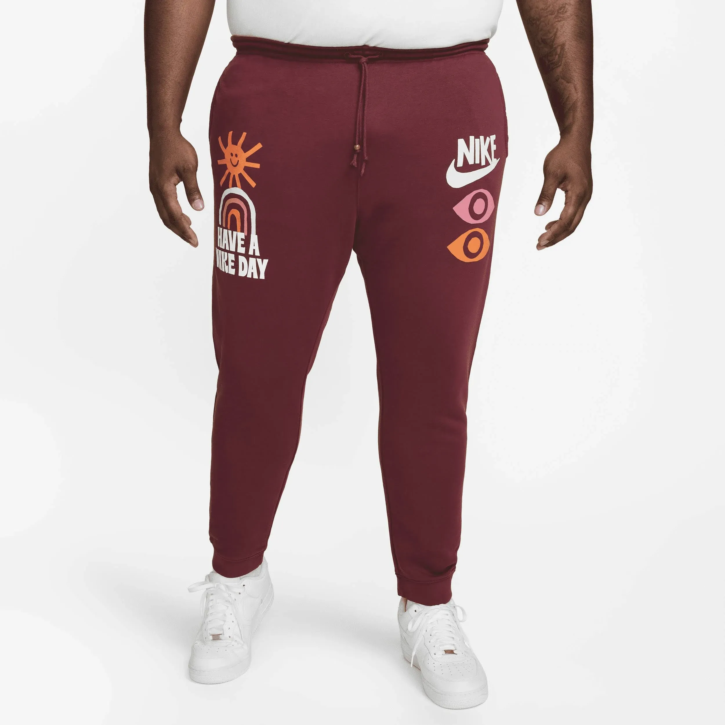 Nike Men's French Terry Pants - Burgundy Red