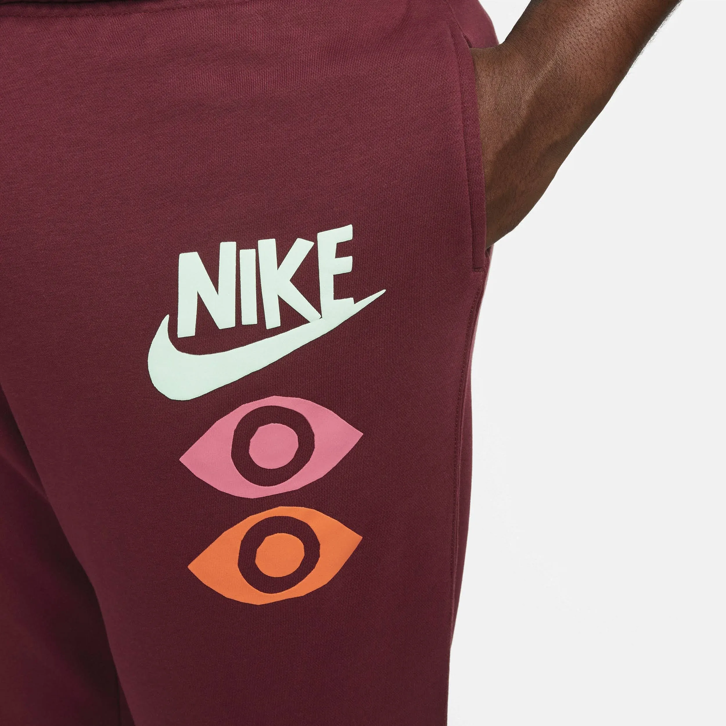 Nike Men's French Terry Pants - Burgundy Red