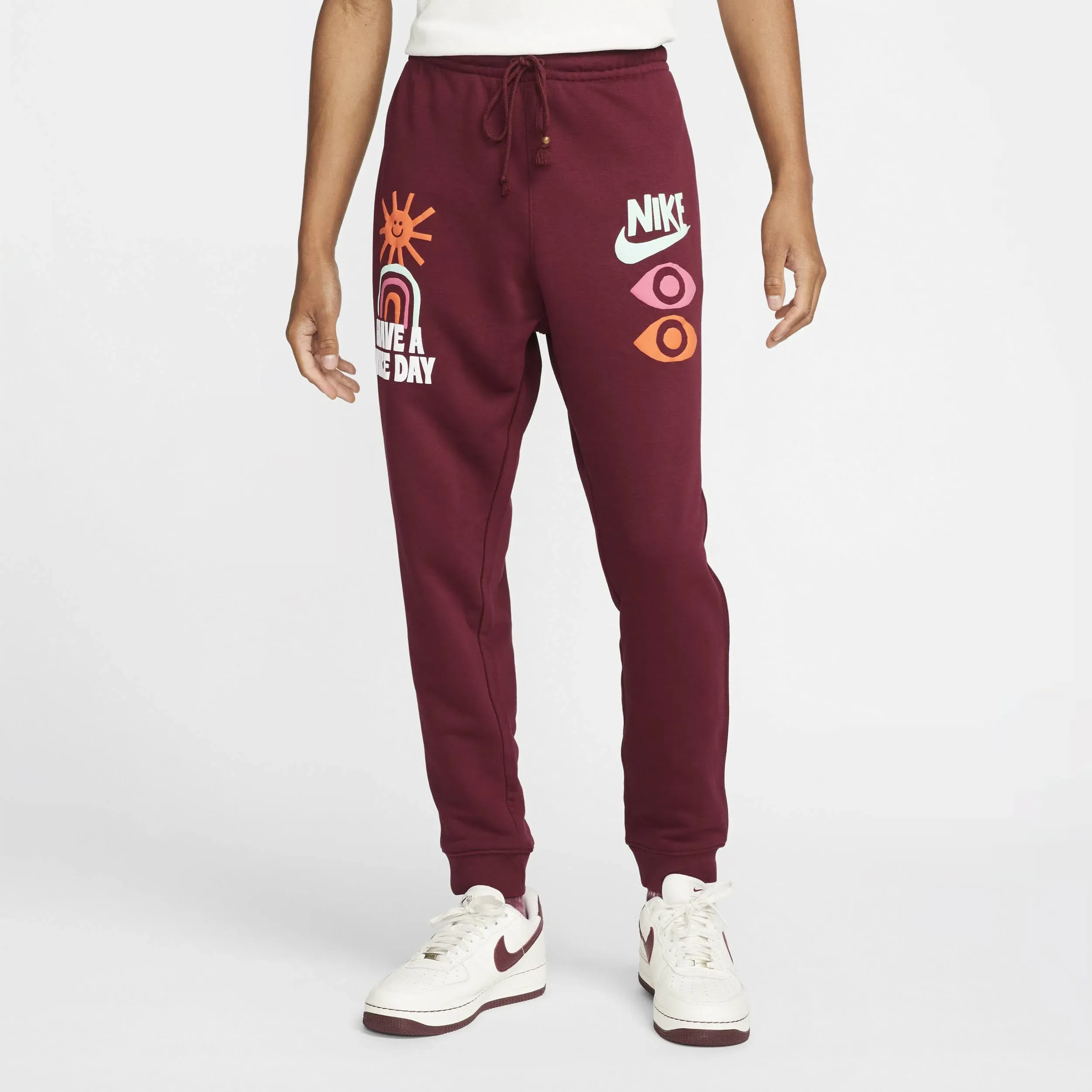 Nike Men's French Terry Pants - Burgundy Red