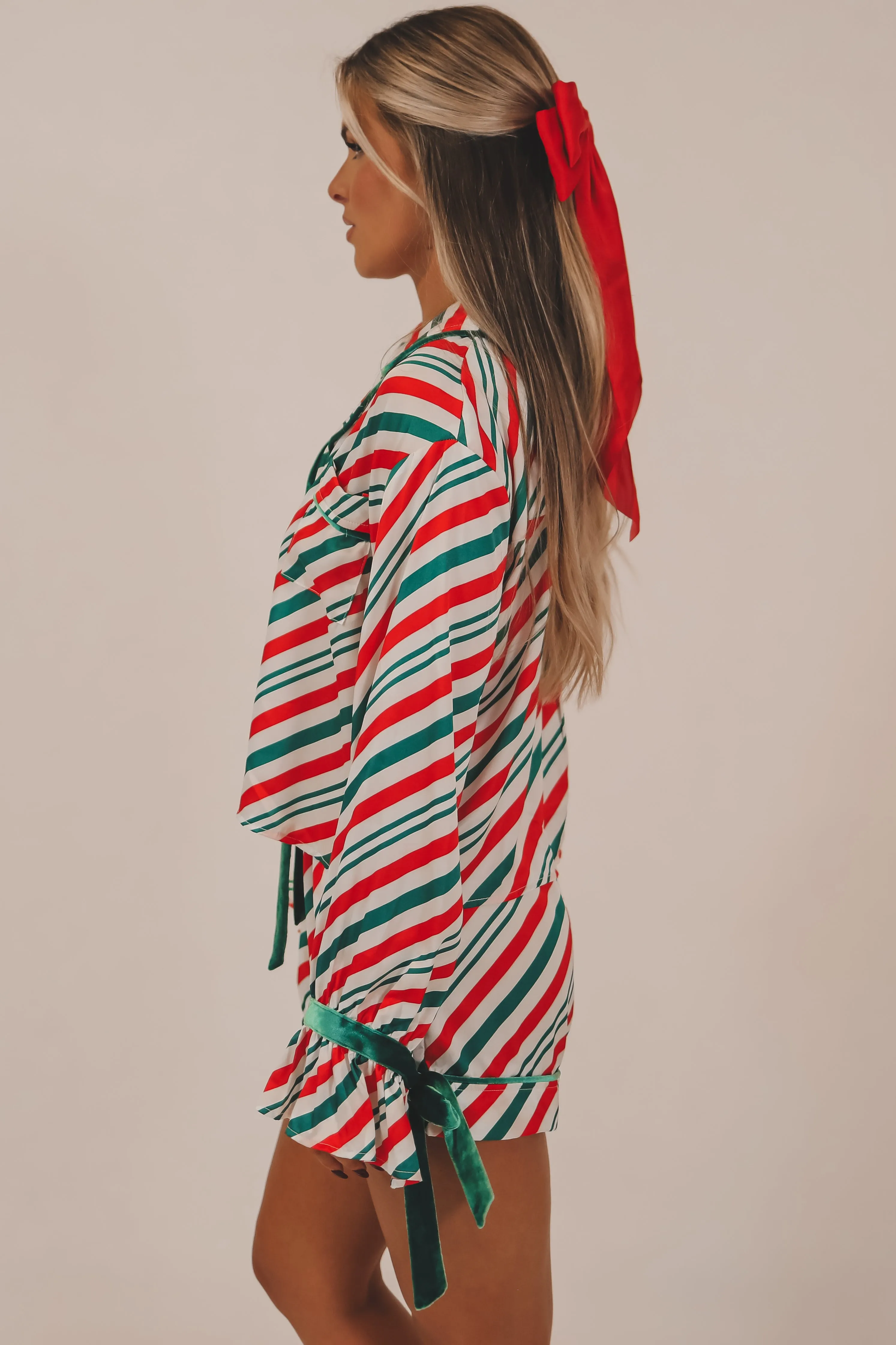 Oh Snowy Night Candy Cane Striped Pajama Set