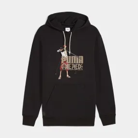 One Piece Pullover Mens Hoodie (Black/Beige)