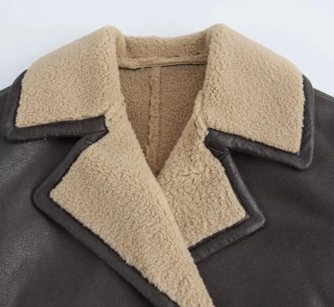 Oversized Shearling-Lined Aviator Jacket