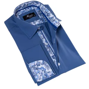 Paisley Blue Slim Fit French Cuff Shirt