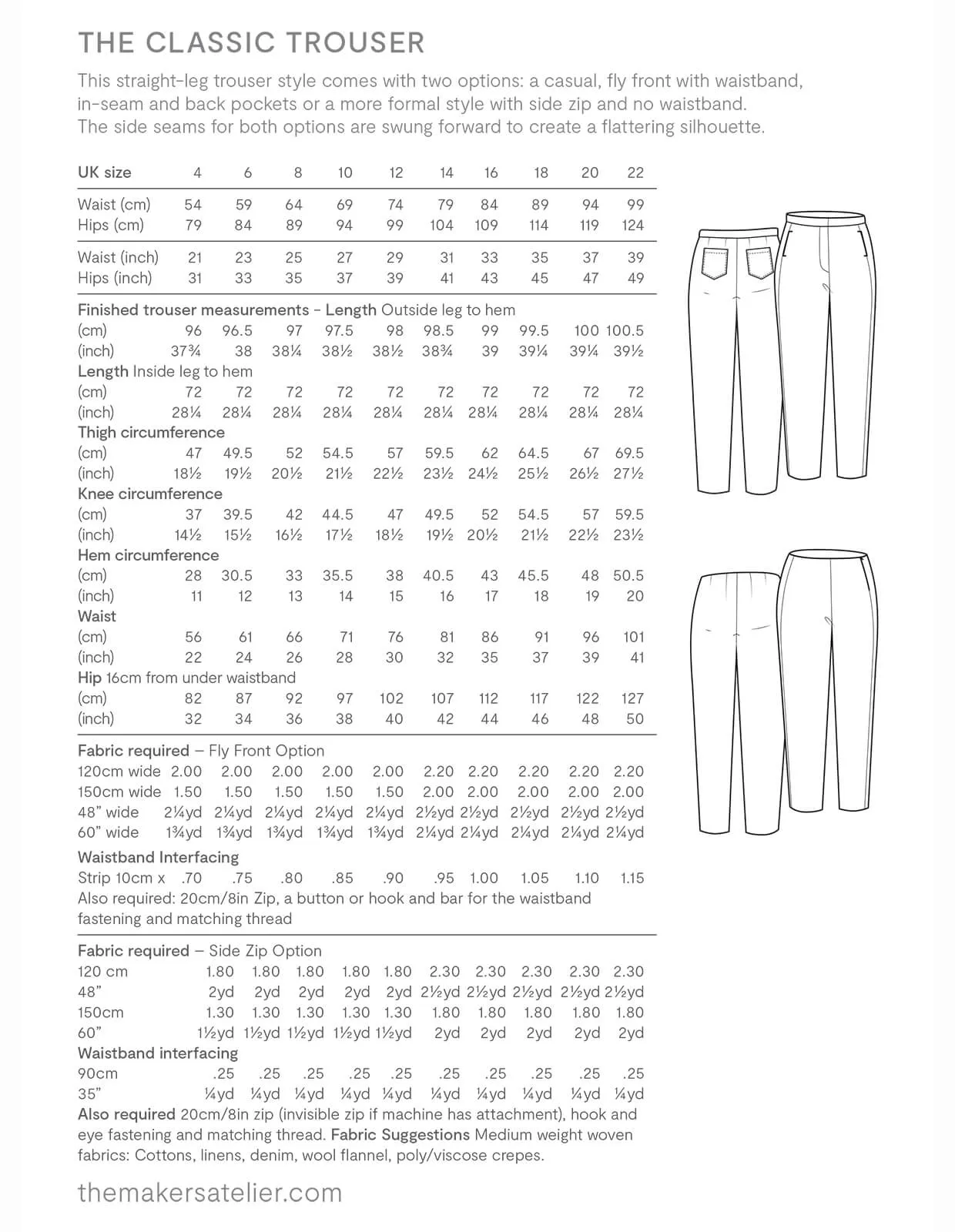 PDF Pattern - Classic Trouser | The Makers Atelier