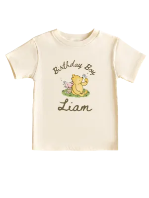 Personalized Winnie Pooh toddler baby t-shirt,1st birthday, toddler birthday, white birthday t-shirt.