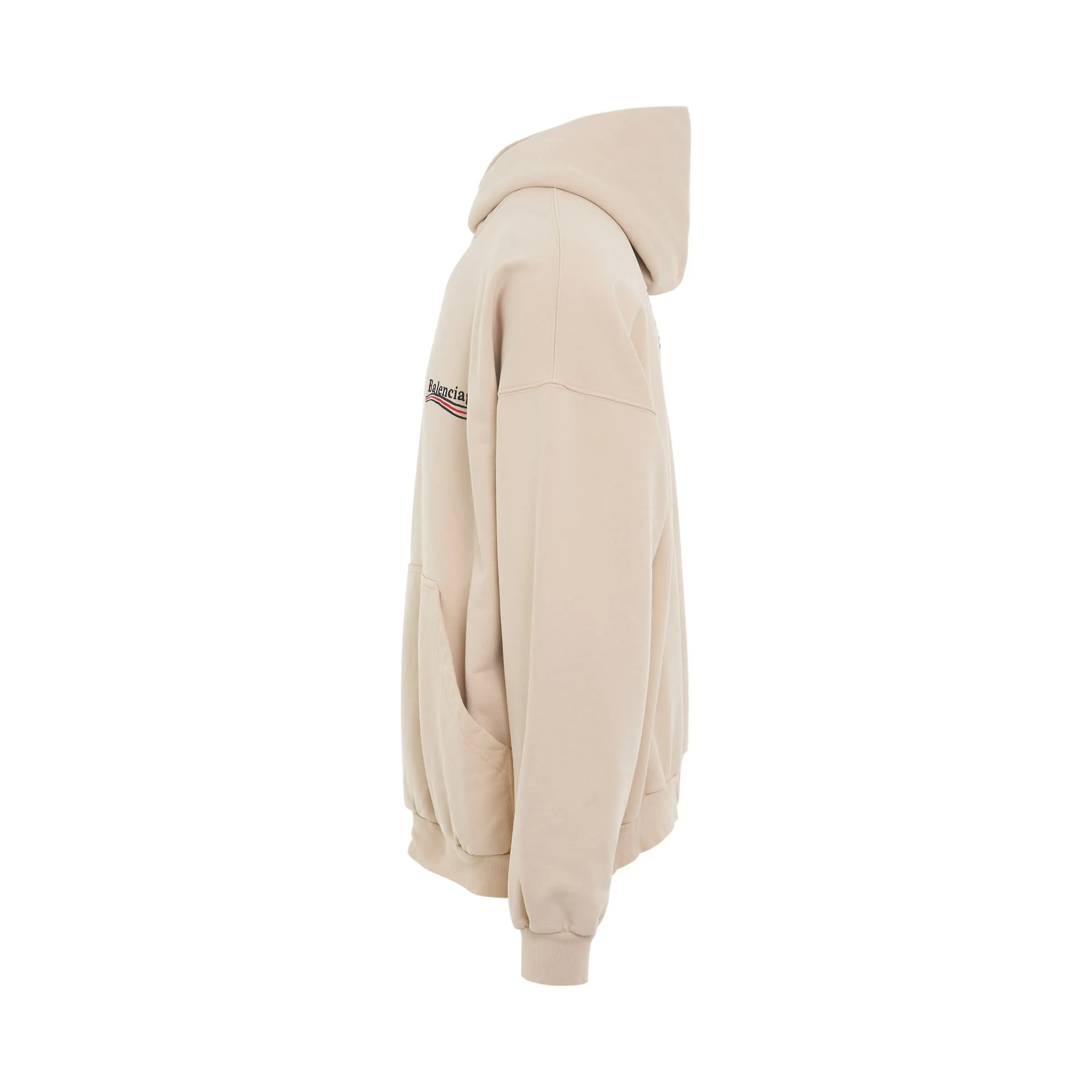 Political Campaign Oversized Hoodie in Light Beige