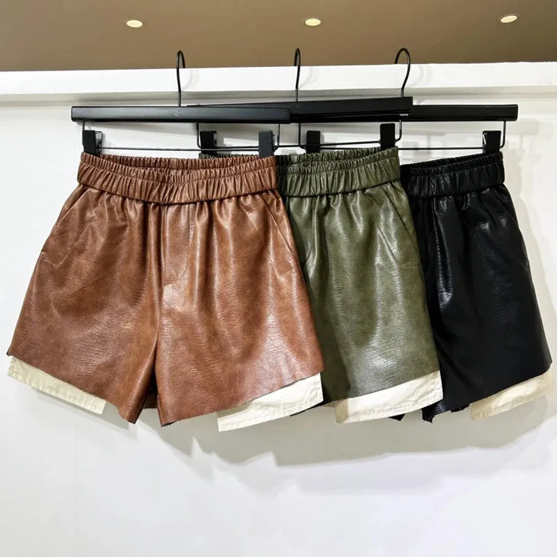 Pre Order: High-Waist Faux Leather Shorts