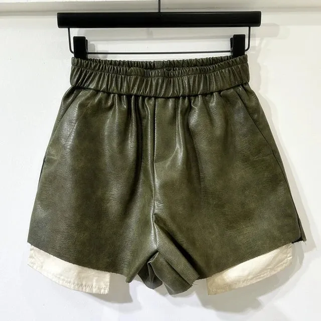 Pre Order: High-Waist Faux Leather Shorts