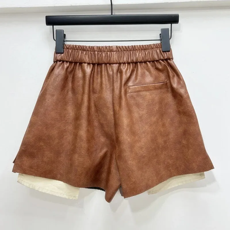 Pre Order: High-Waist Faux Leather Shorts