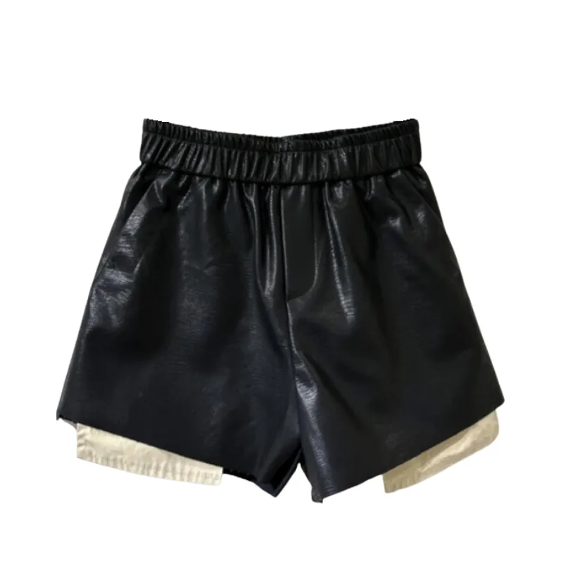 Pre Order: High-Waist Faux Leather Shorts