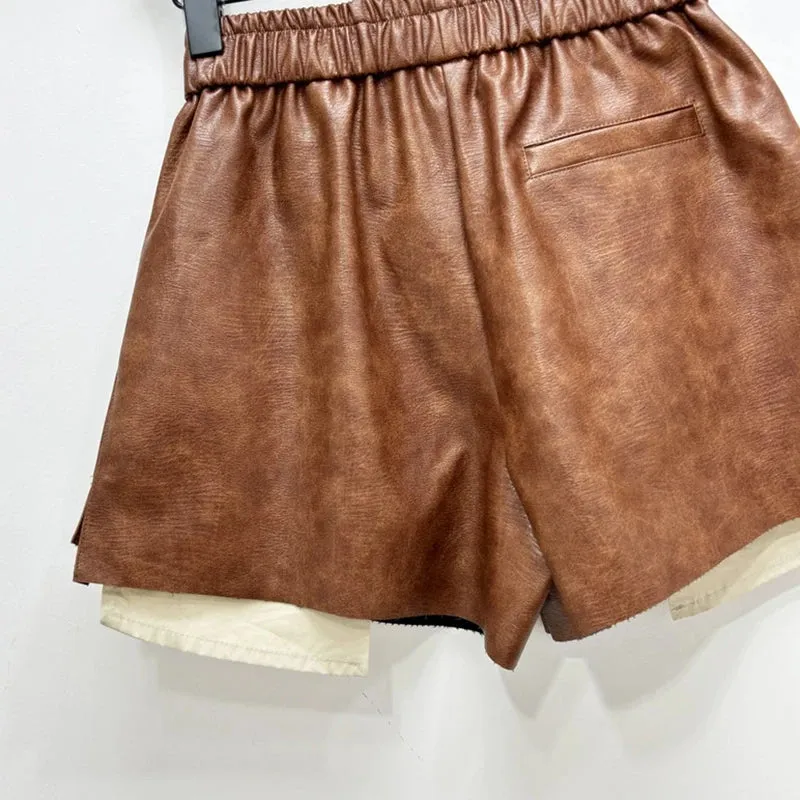 Pre Order: High-Waist Faux Leather Shorts