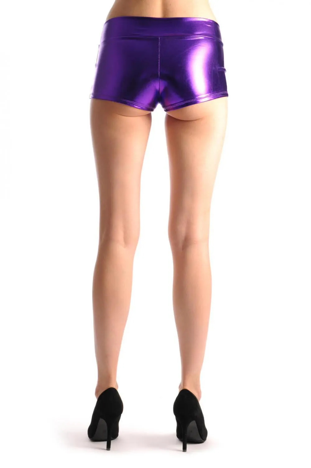 Purple Faux Leather Shorts