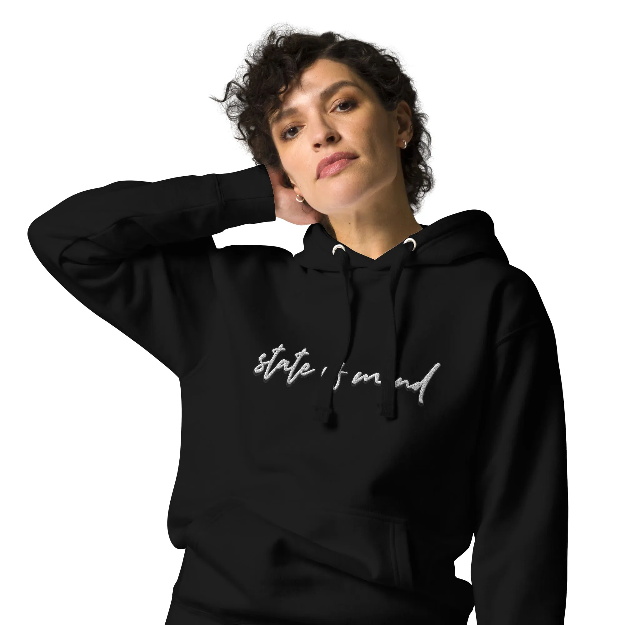 "State of Mind" Embroidered Unisex Hoodie (Color options available)