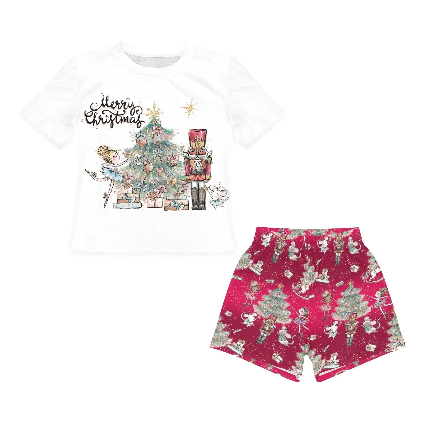 Red Christmas Nutcracker Matching Shirt and Short Sets