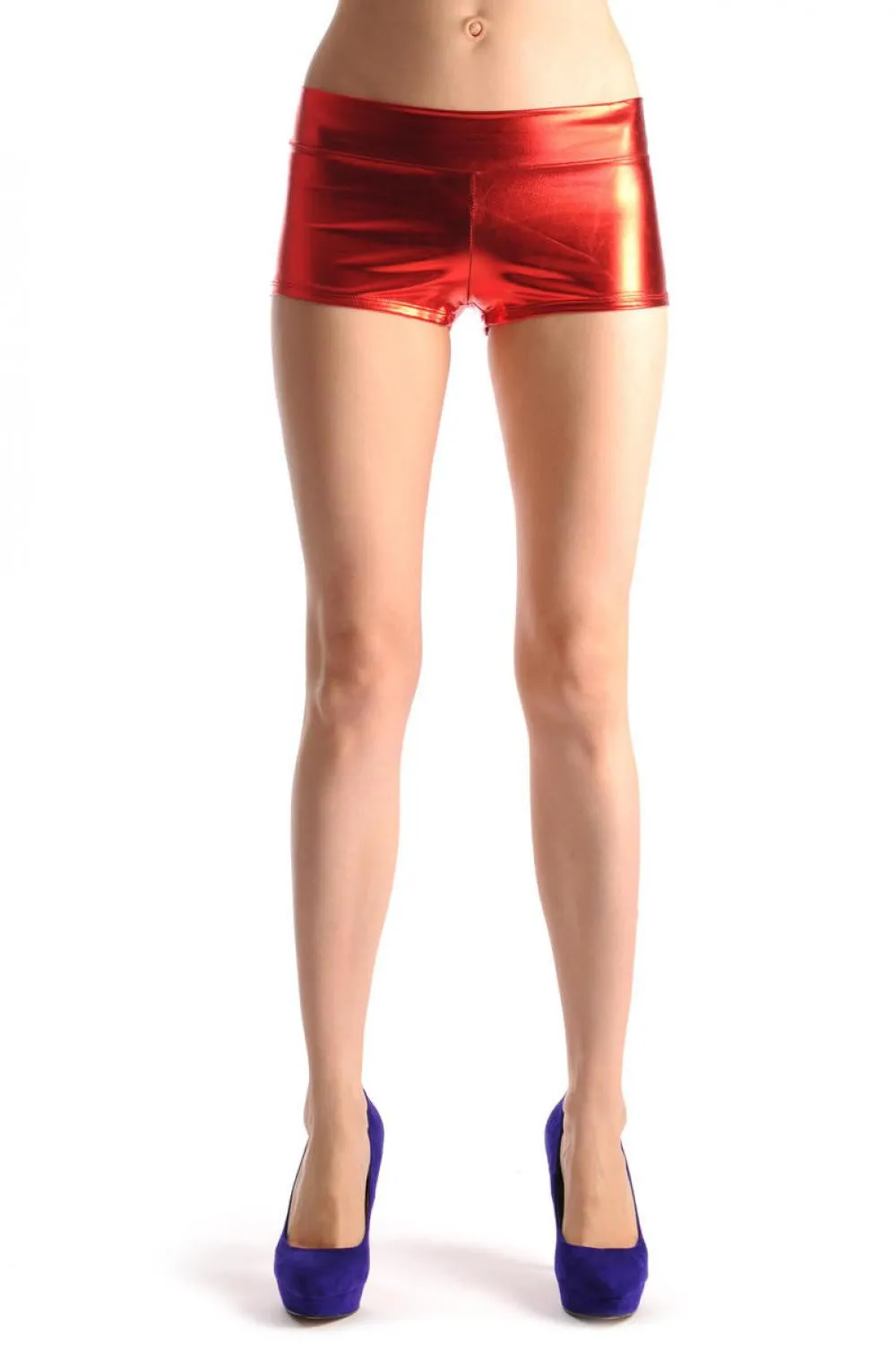 Red Faux Leather Shorts