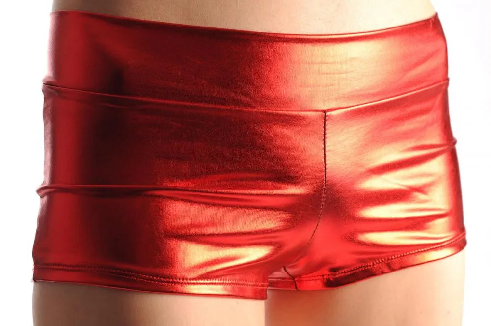 Red Faux Leather Shorts