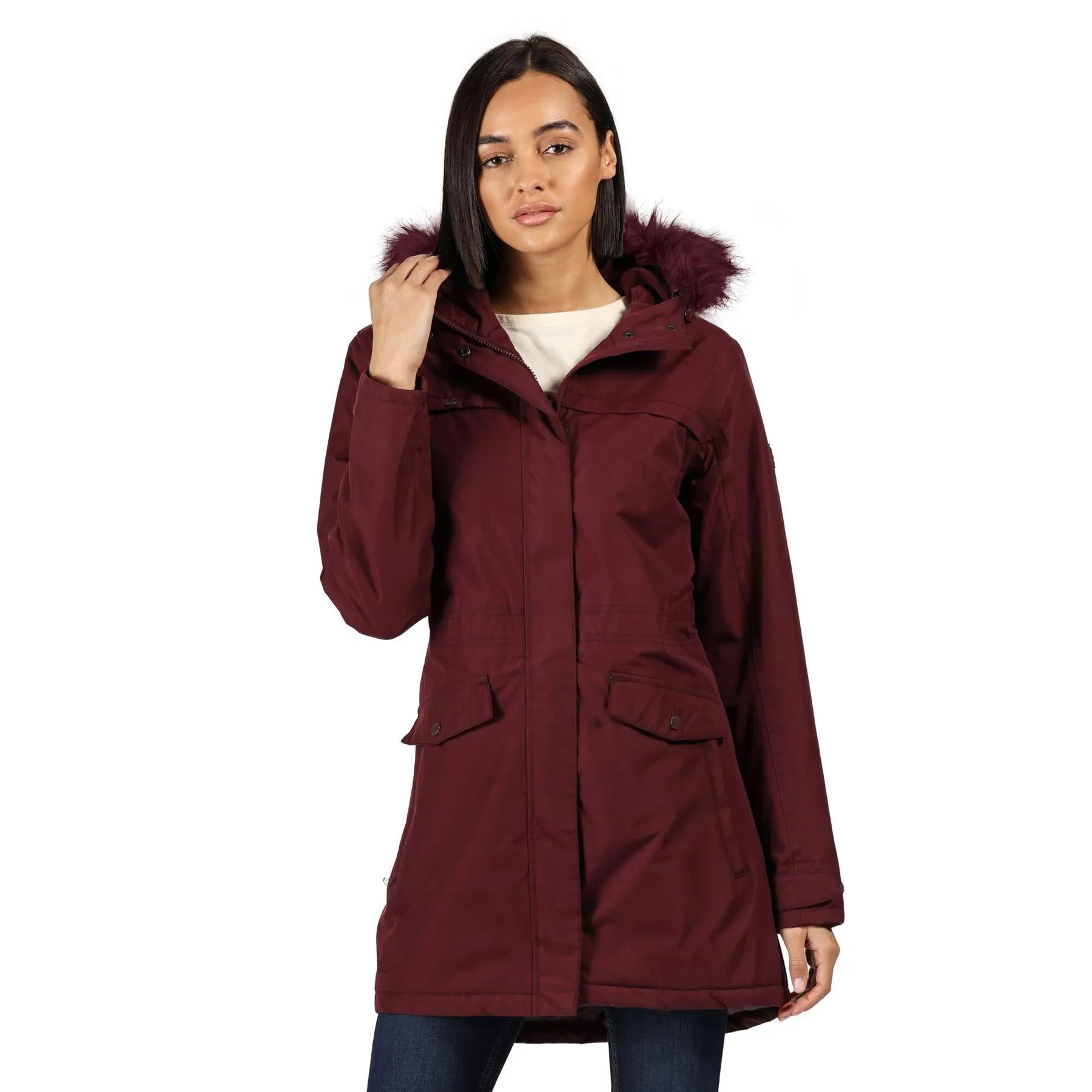 Regatta Womens Serleena II Waterproof Insulated Fur Trim Hooded Parka Jacket