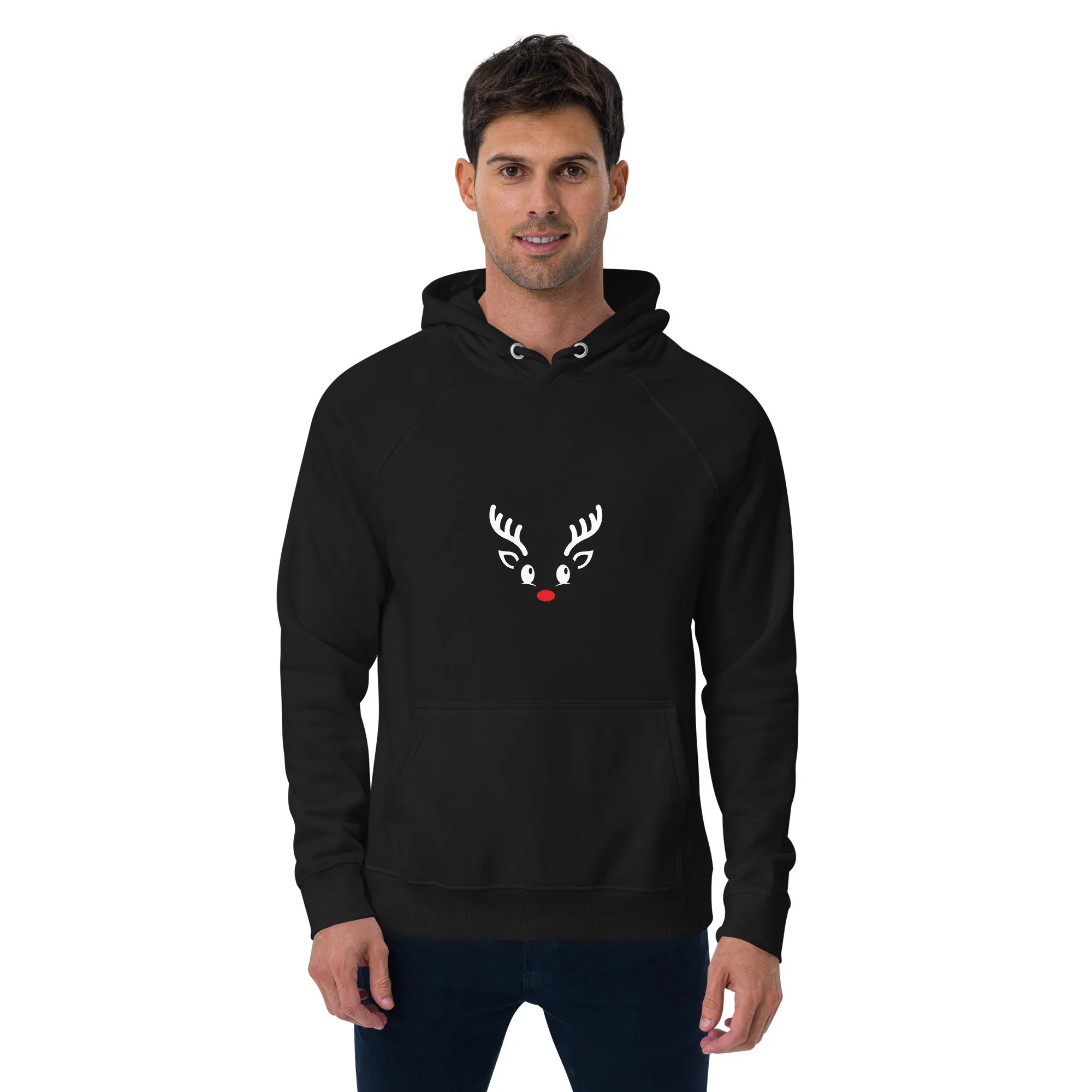 Reindeer Graphics Men Eco Raglan Hoodie