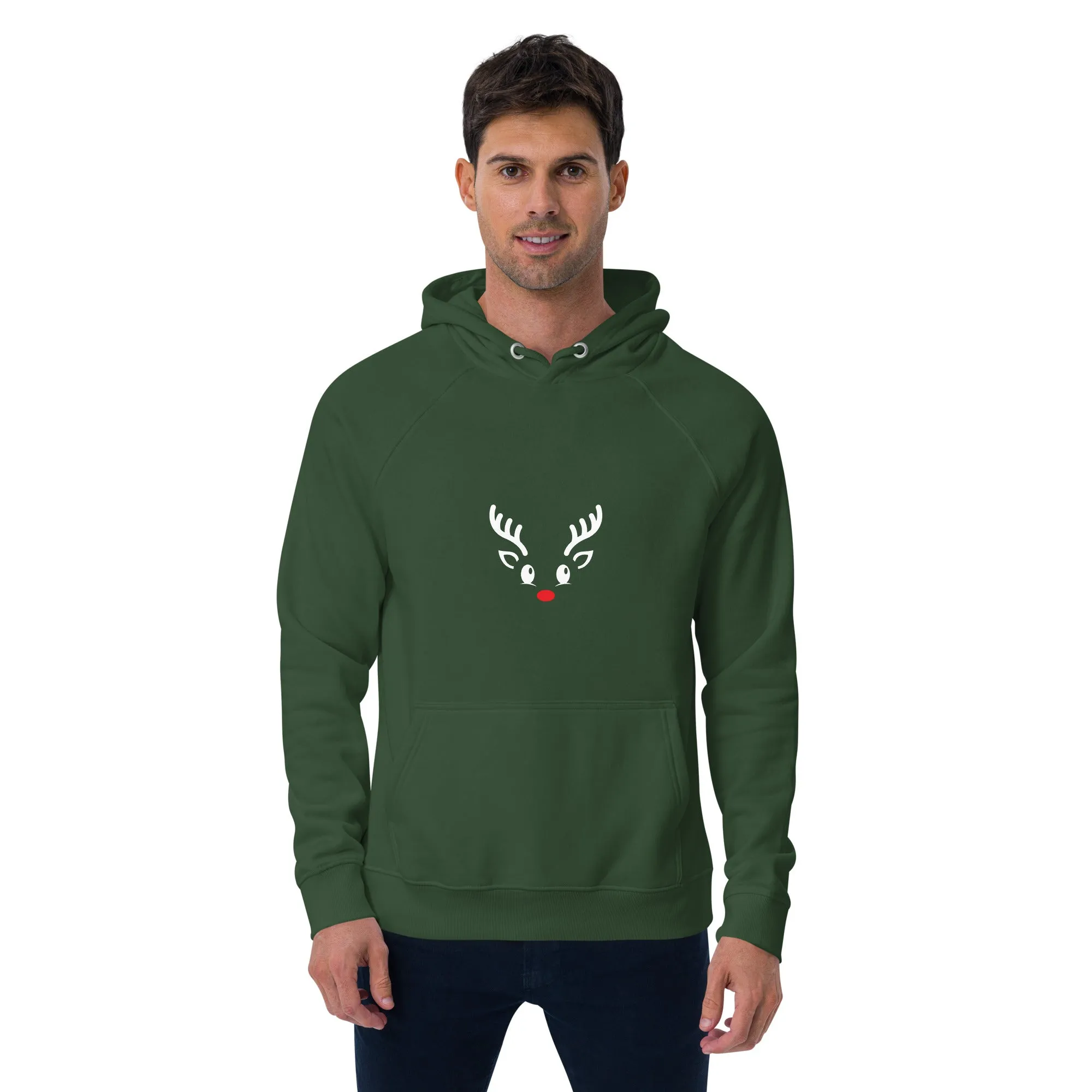 Reindeer Graphics Men Eco Raglan Hoodie