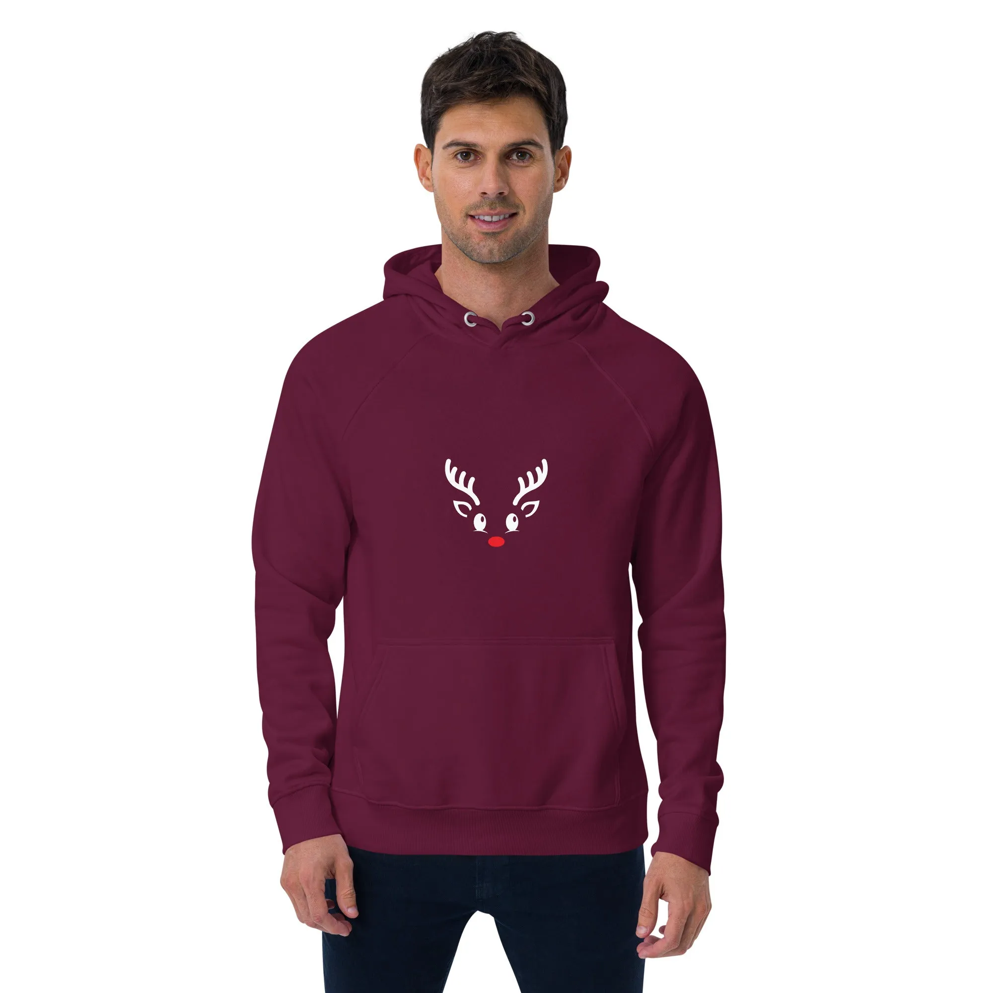 Reindeer Graphics Men Eco Raglan Hoodie