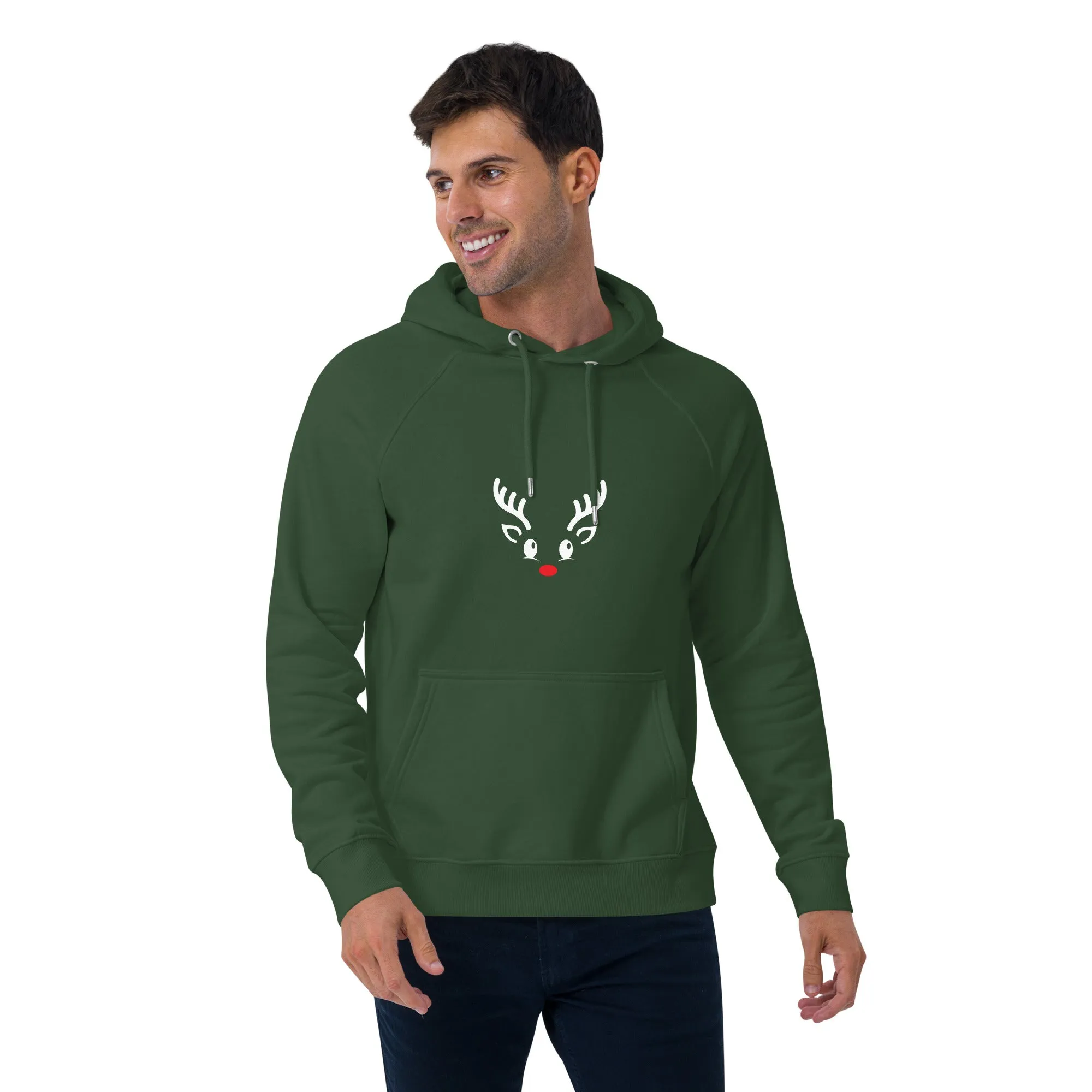 Reindeer Graphics Men Eco Raglan Hoodie