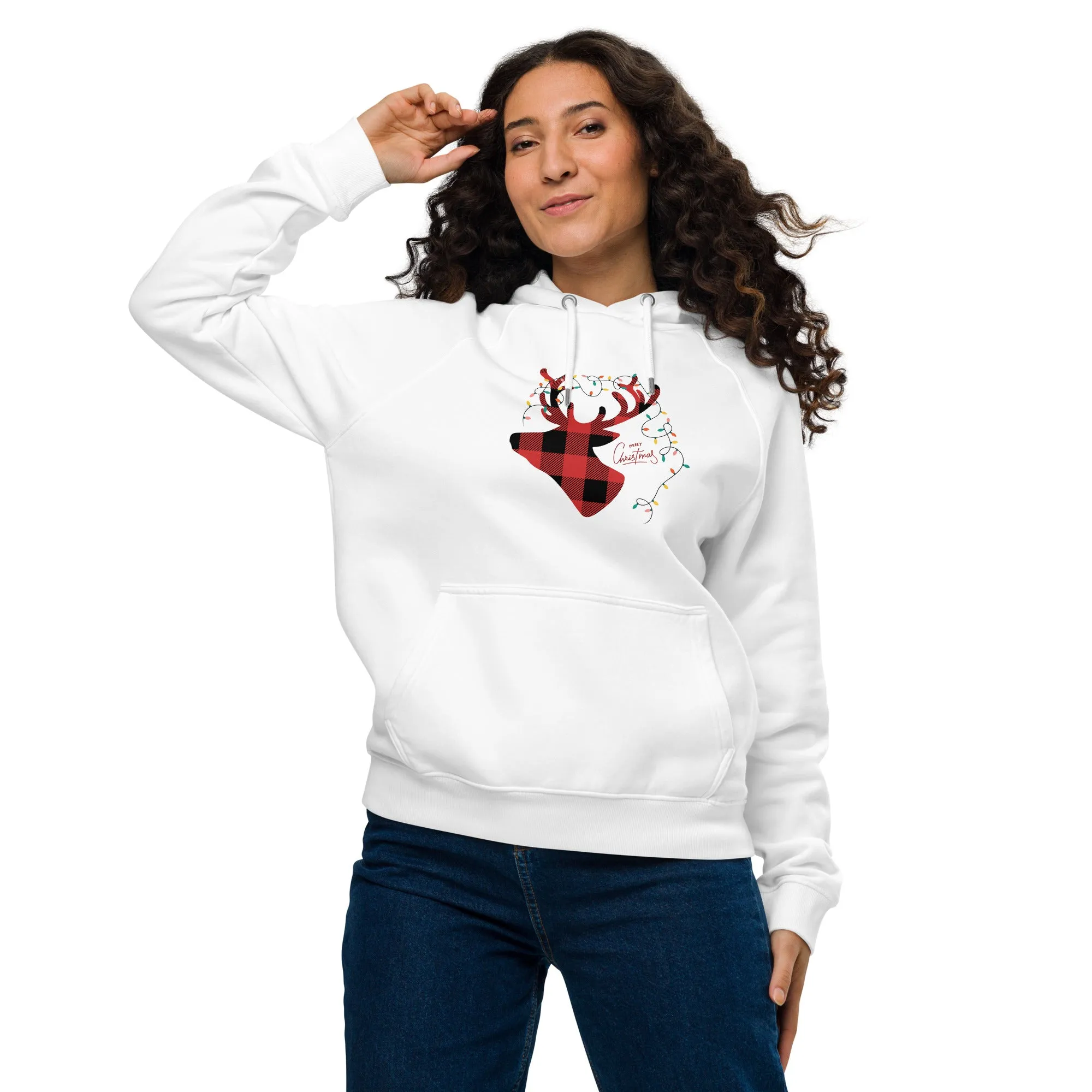 Reindeer Lights Graphics Women Eco Raglan Hoodie