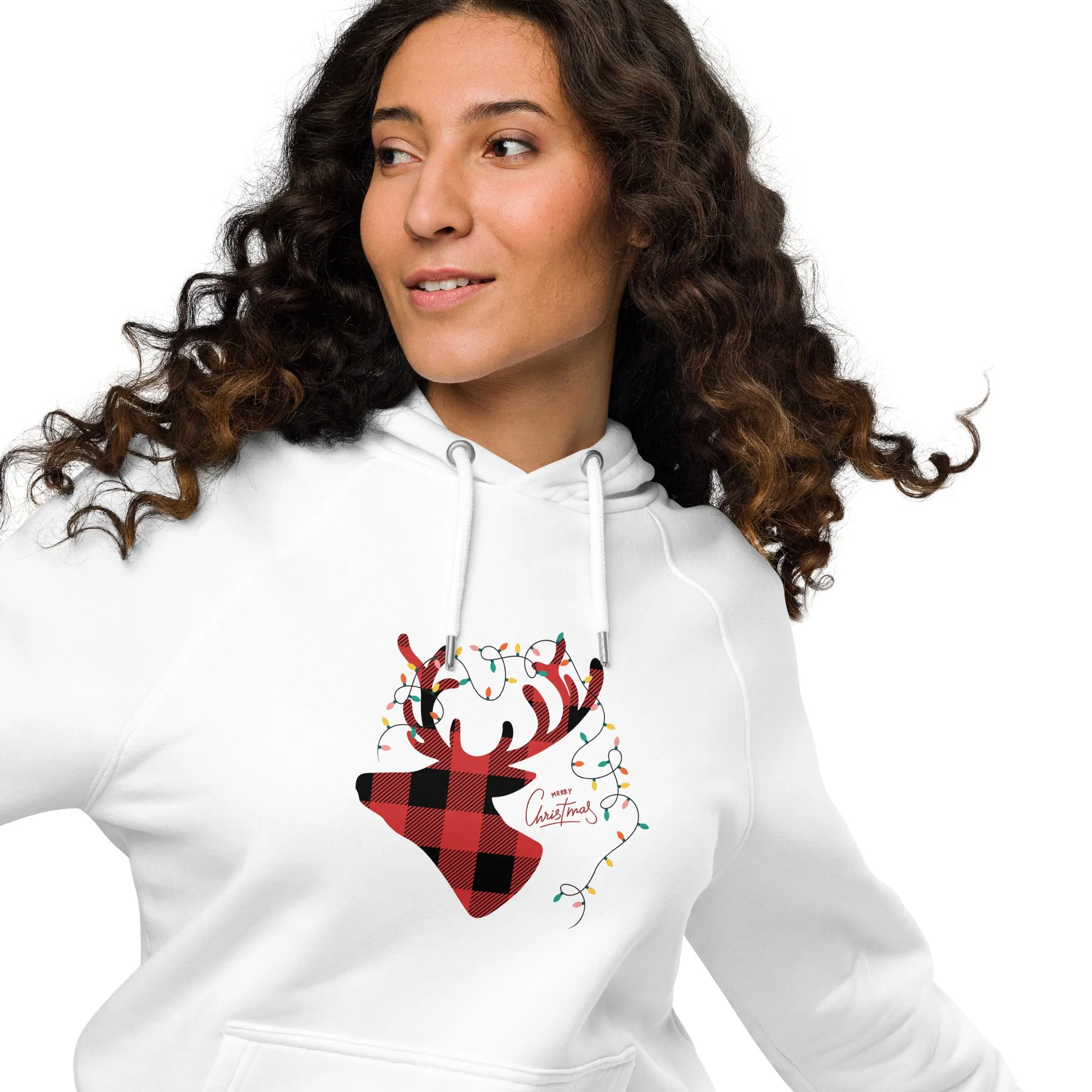 Reindeer Lights Graphics Women Eco Raglan Hoodie