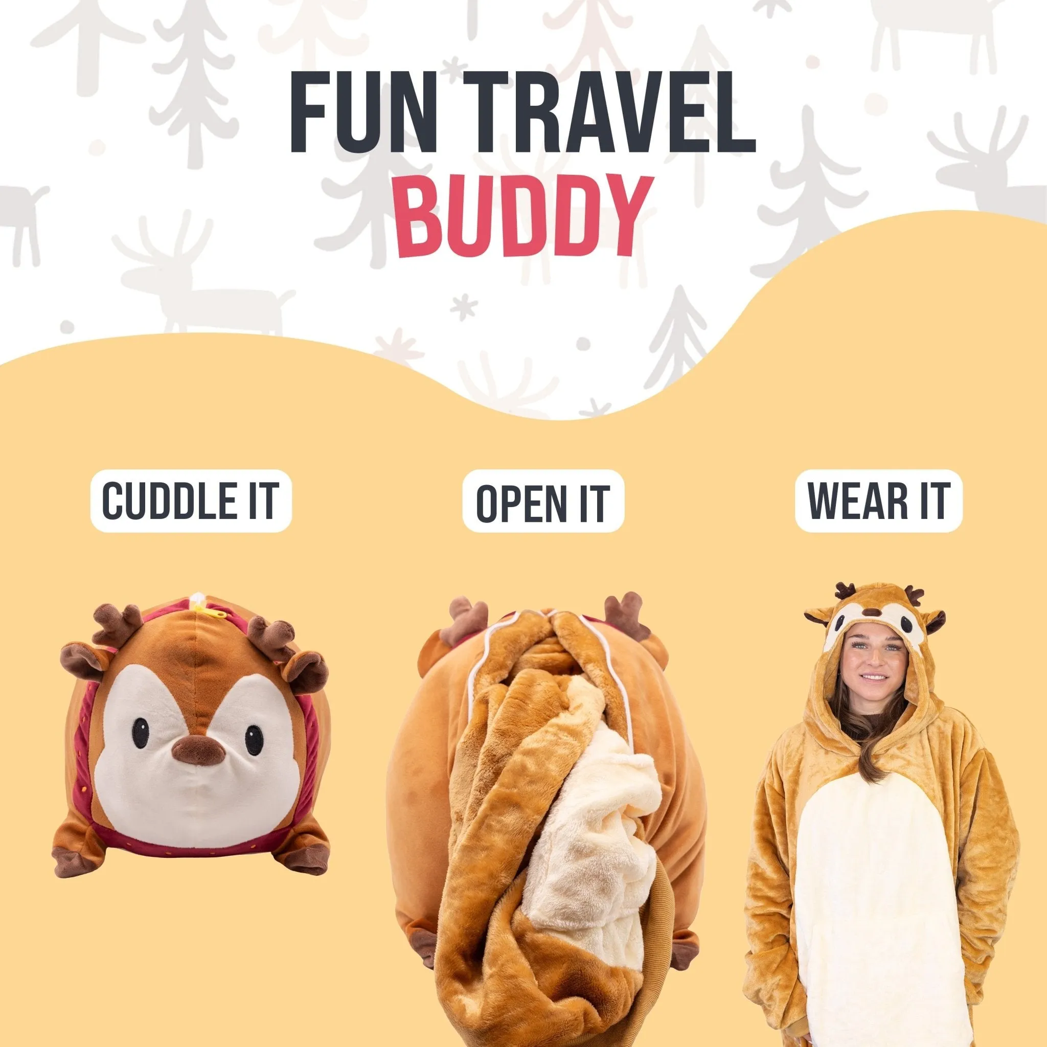 Riley the Reindeer Snugible | Blanket Hoodie & Pillow